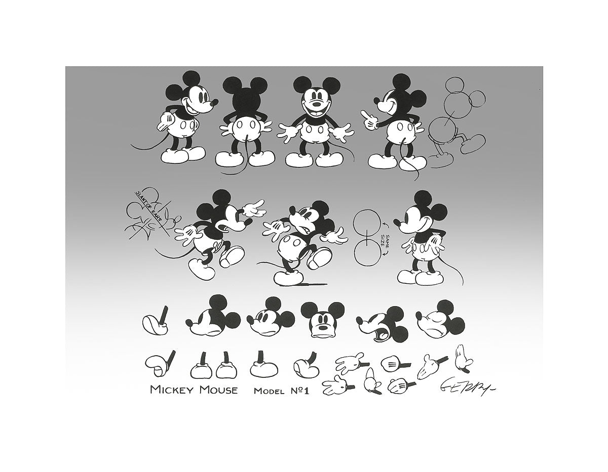 Concepts Model Sheet - Mickey Mouse Model No. 1 - Lithograph on paper